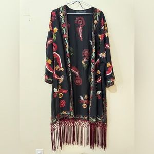 Zara Floral Fringe Kimono size XS -S